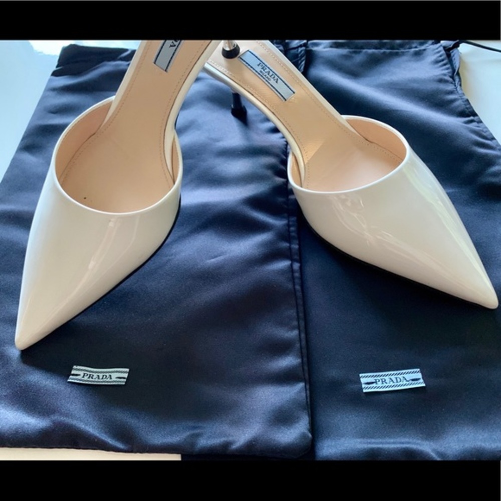 NWOT Prada white Mule kitten heel - Picture 6 of 8